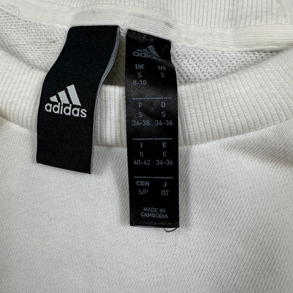 NWT Adidas Cropped Sweatshirt Womens S Crew Neck Logo Orange Purple Sweater - Picture 4 of 10